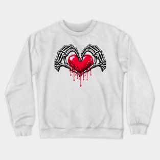 Skeleton Hand Heart Valentines Day Halloween Funny Bones Men Crewneck Sweatshirt